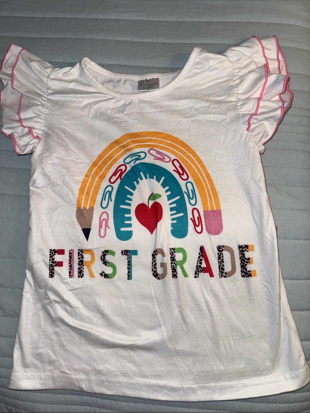 Cute First Grade Tee with Ruffle Sleeves